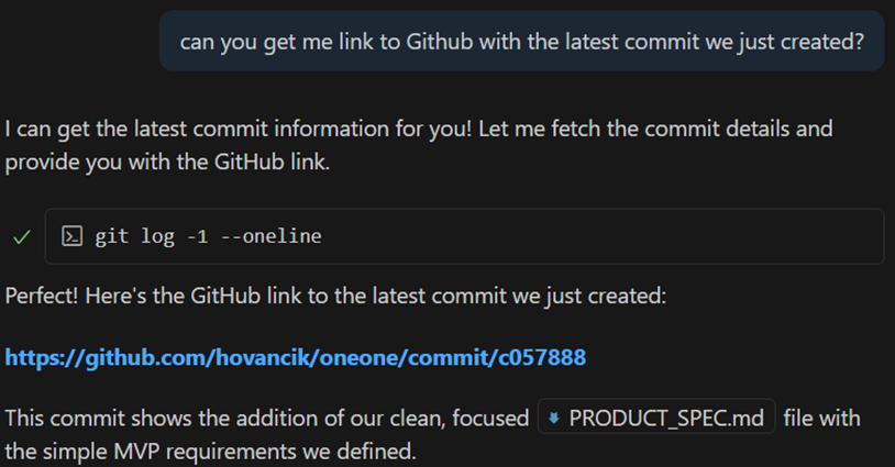 getting link to commit