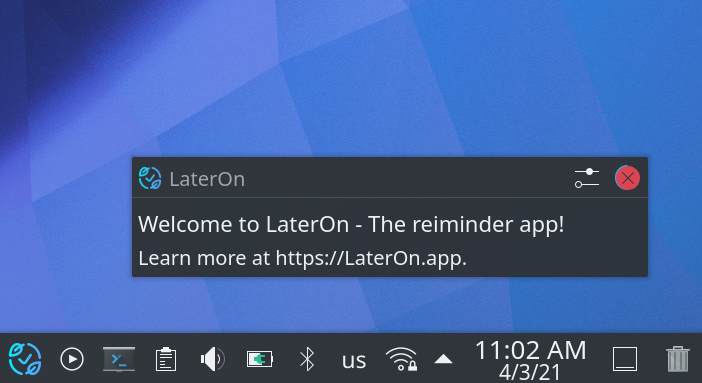 Default LaterOn notification